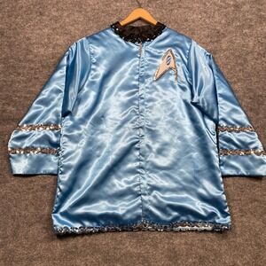 Star Trek Science Officer Costume Tunic Blue Satin Sequin Mens XL Custom USA
